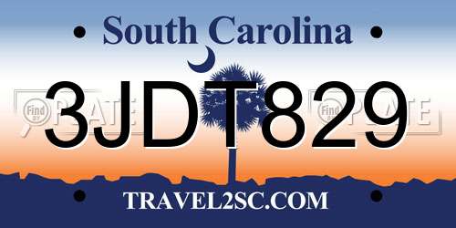 3JDT829 South Carolina License Plate