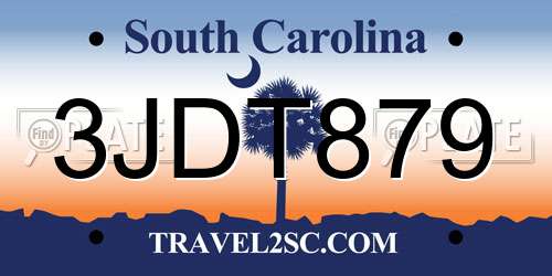3JDT879 South Carolina License Plate
