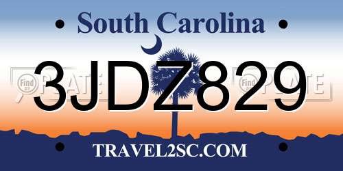 3JDZ829 South Carolina License Plate