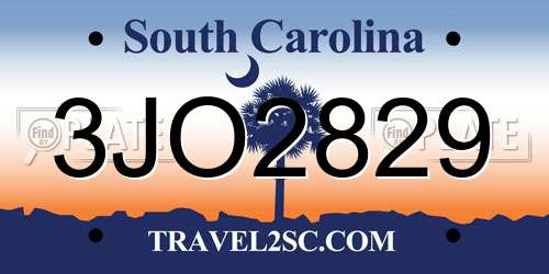 3JO2829 South Carolina License Plate
