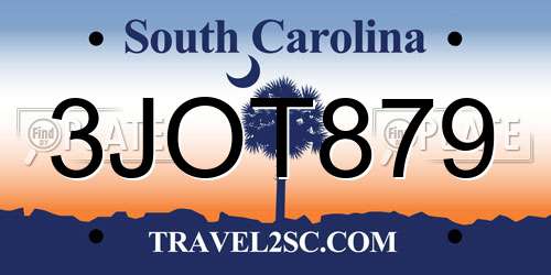 3JOT879 South Carolina License Plate
