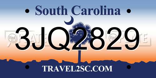3JQ2829 South Carolina License Plate