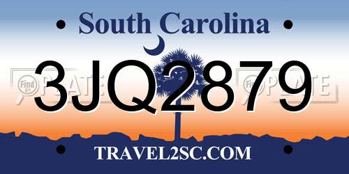 3JQ2879 South Carolina License Plate