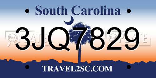 3JQ7829 South Carolina License Plate