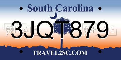 3JQT879 South Carolina License Plate