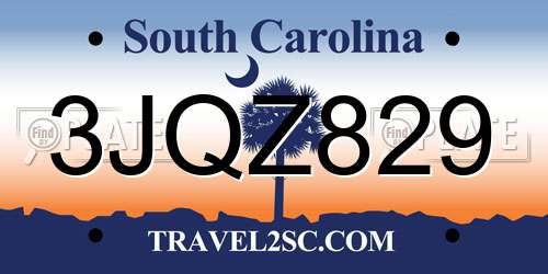 3JQZ829 South Carolina License Plate