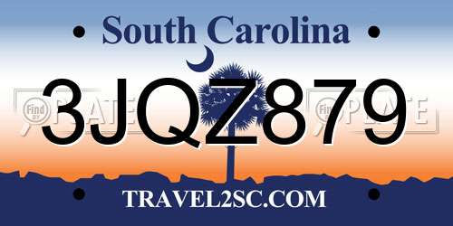 3JQZ879 South Carolina License Plate
