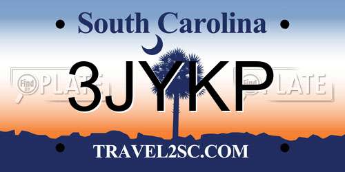 3JYKP South Carolina License Plate