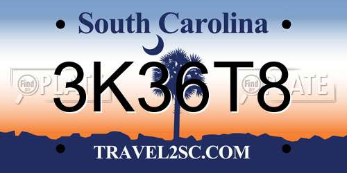 3K36T8 South Carolina License Plate