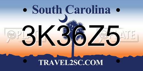 3K36Z5 South Carolina License Plate