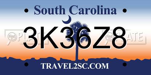 3K36Z8 South Carolina License Plate