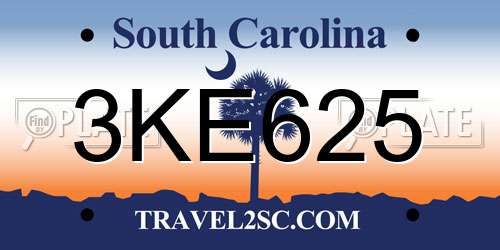 3KE625 South Carolina License Plate