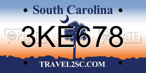 3KE678 South Carolina License Plate