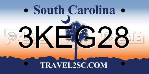 3KEG28 South Carolina License Plate