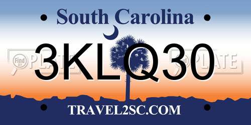 3KLQ30 South Carolina License Plate