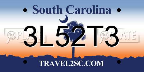 3L52T3 South Carolina License Plate
