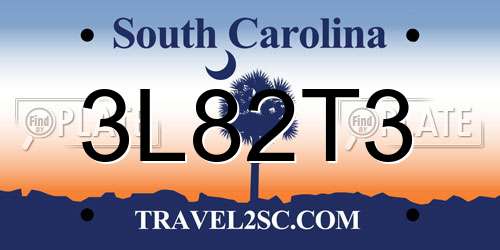3L82T3 South Carolina License Plate