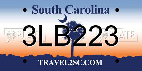 3LB223 South Carolina License Plate