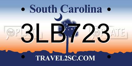 3LB723 South Carolina License Plate