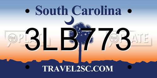 3LB773 South Carolina License Plate
