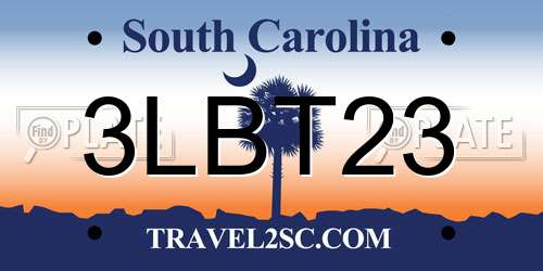 3LBT23 South Carolina License Plate