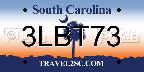 3LBT73 South Carolina License Plate