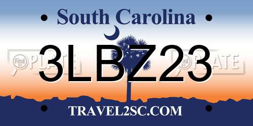 3LBZ23 South Carolina License Plate