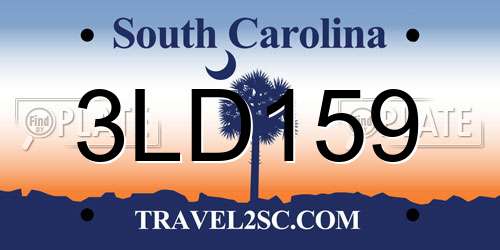 3LD159 South Carolina License Plate