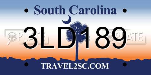 3LD189 South Carolina License Plate