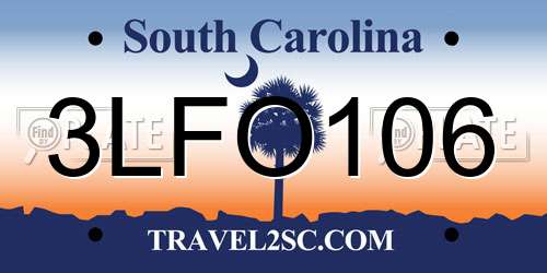 3LFO106 South Carolina License Plate
