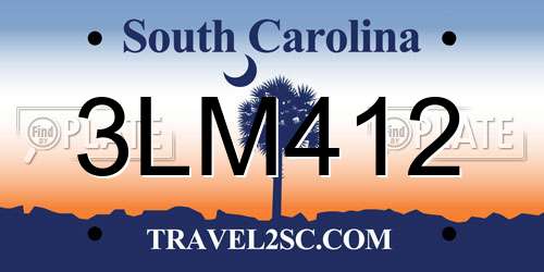 3LM412 South Carolina License Plate