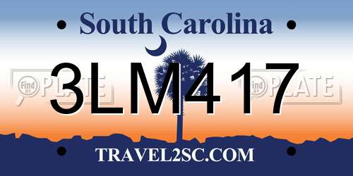 3LM417 South Carolina License Plate