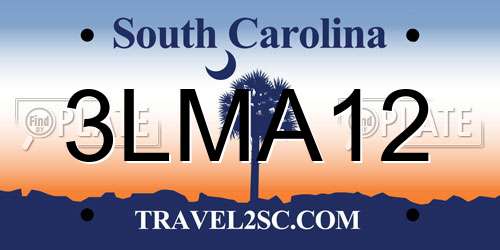 3LMA12 South Carolina License Plate
