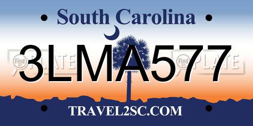 3LMA577 South Carolina License Plate