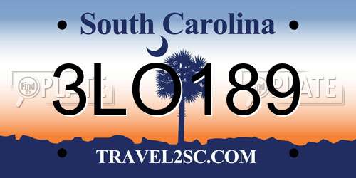 3LO189 South Carolina License Plate