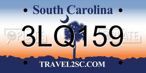 3LQ159 South Carolina License Plate