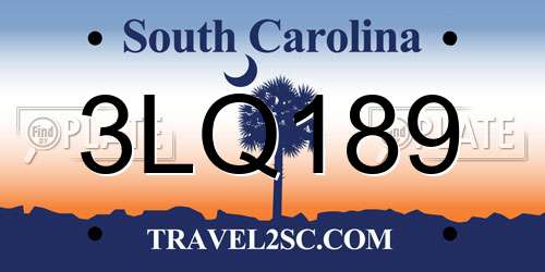 3LQ189 South Carolina License Plate