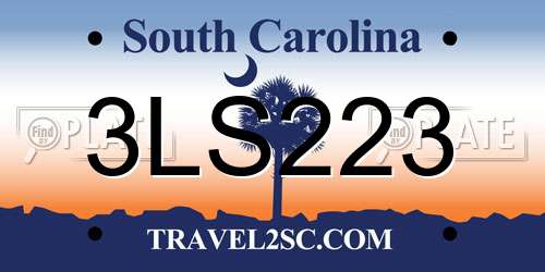 3LS223 South Carolina License Plate