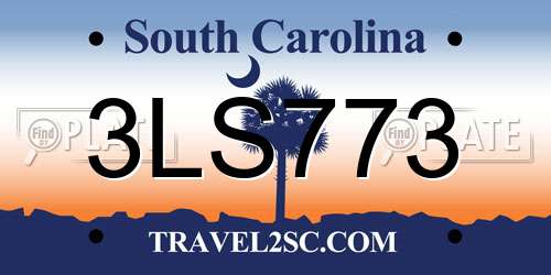 3LS773 South Carolina License Plate