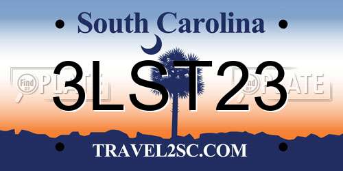 3LST23 South Carolina License Plate
