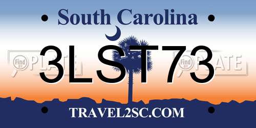 3LST73 South Carolina License Plate