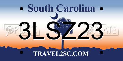 3LSZ23 South Carolina License Plate