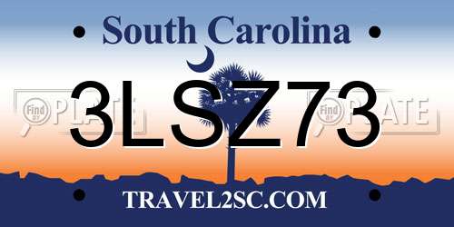 3LSZ73 South Carolina License Plate