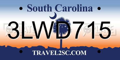 3LWD715 South Carolina License Plate