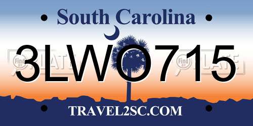 3LWO715 South Carolina License Plate