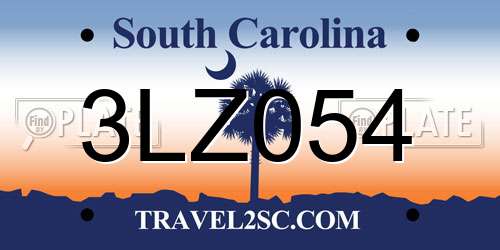 3LZ054 South Carolina License Plate