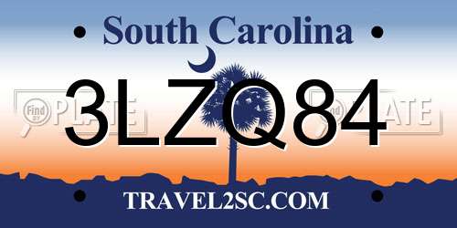 3LZQ84 South Carolina License Plate