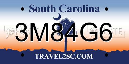 3M84G6 South Carolina License Plate