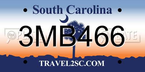 3MB466 South Carolina License Plate