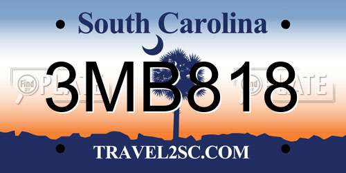 3MB818 South Carolina License Plate